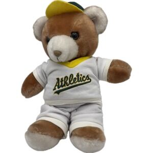 Vtg MLB Oakland Athletics 12" Plush Bear Jersey Steven Smith Stuffed Animal A's